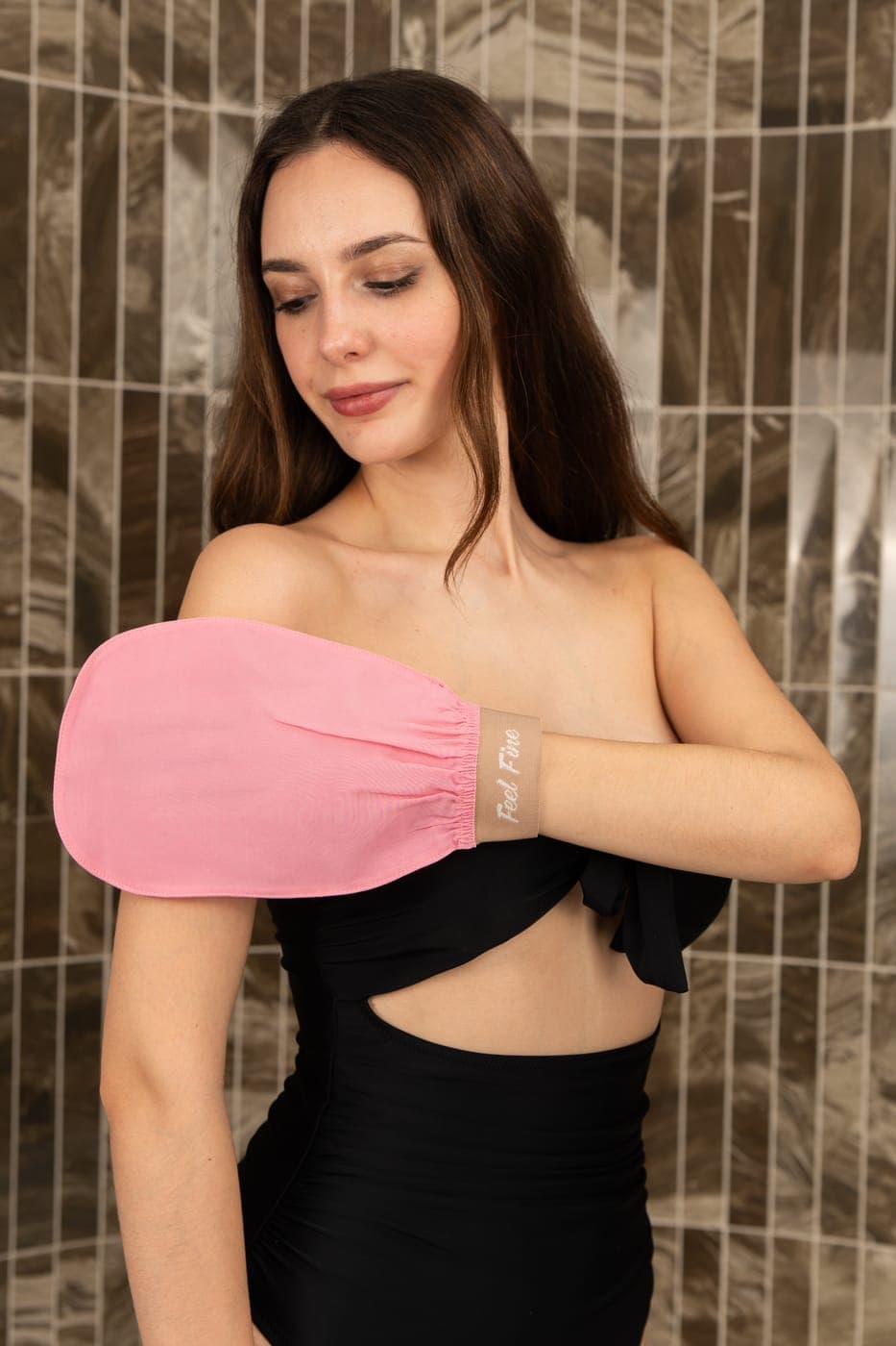 Smoother, brighter skin after using the candy pink vegan plant silk kese