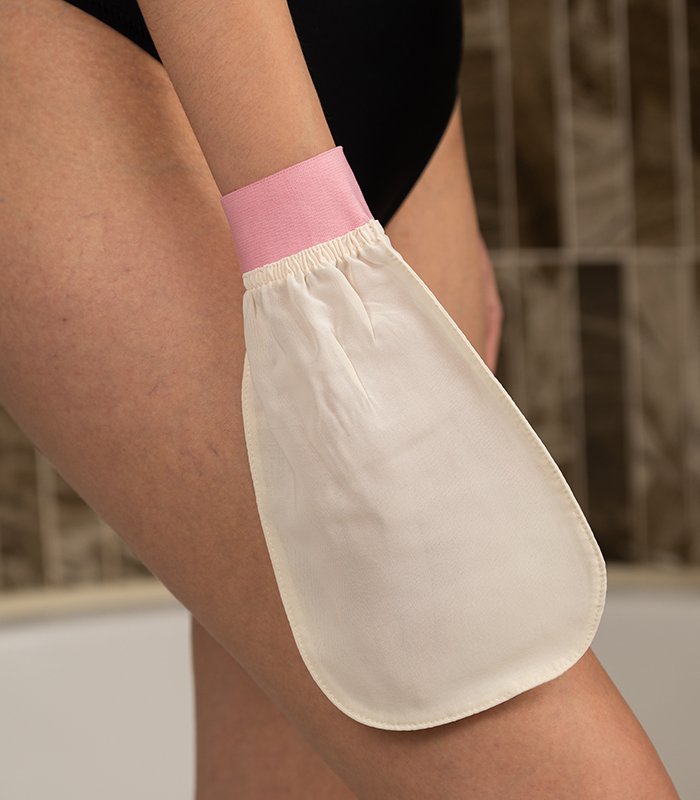 Natural Plant Silk Exfoliating Glove — Vegan Hammam Kese (White)