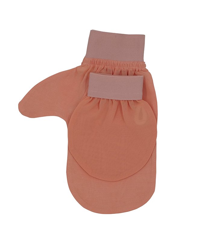 Double-Sided Exfoliating Mitt — Plant Silk, Thumb Design (Salmon Pink)