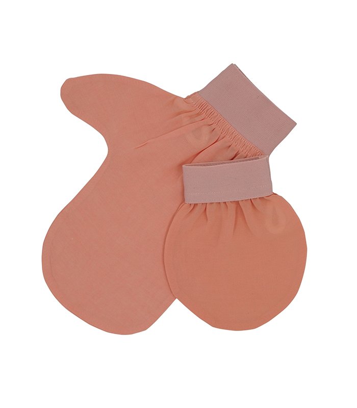 Double-Sided Exfoliating Mitt — Plant Silk, Thumb Design (Salmon Pink)