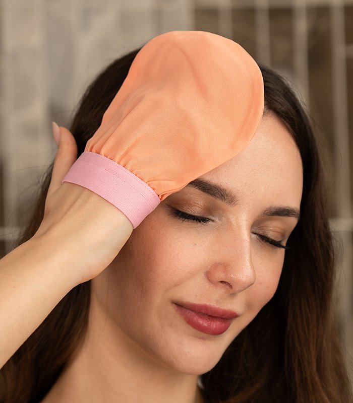 Vegan Face Exfoliating Mitt - Plant Silk Kese (Salmon Pink)